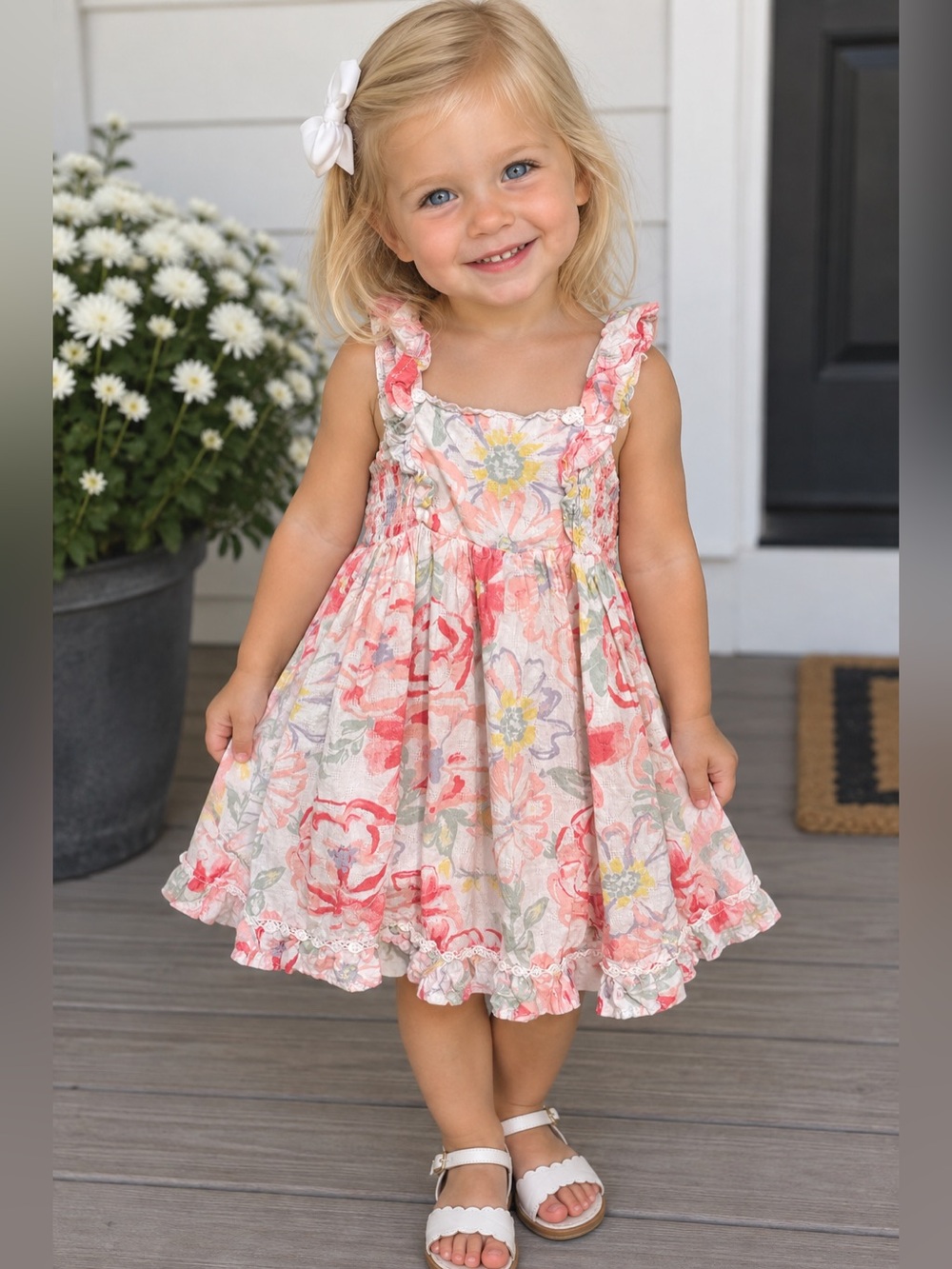 cupcakes & cashmere Pink Floral Ruffle-Strap Dress